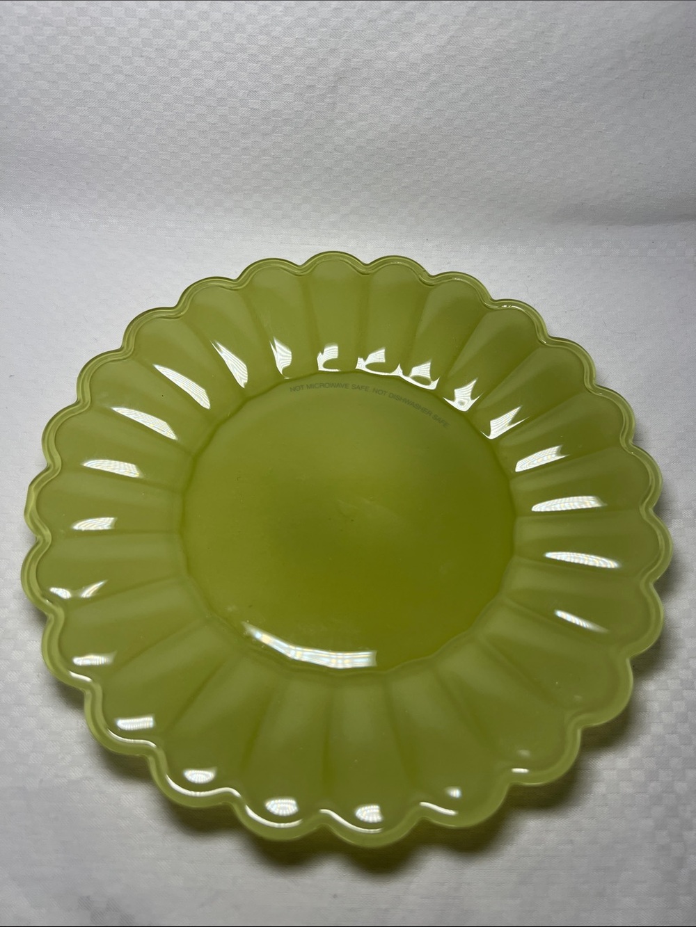2 Scalloped Green Glass Plate - Decorative Serving Plates